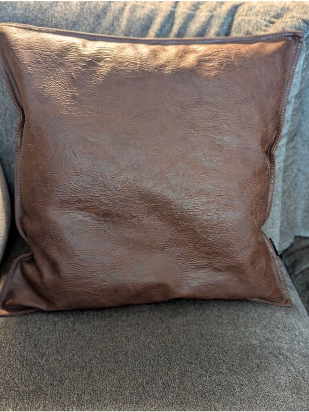 Brown Faux Leather Decorative Throw Pillow Cover By Micozy
